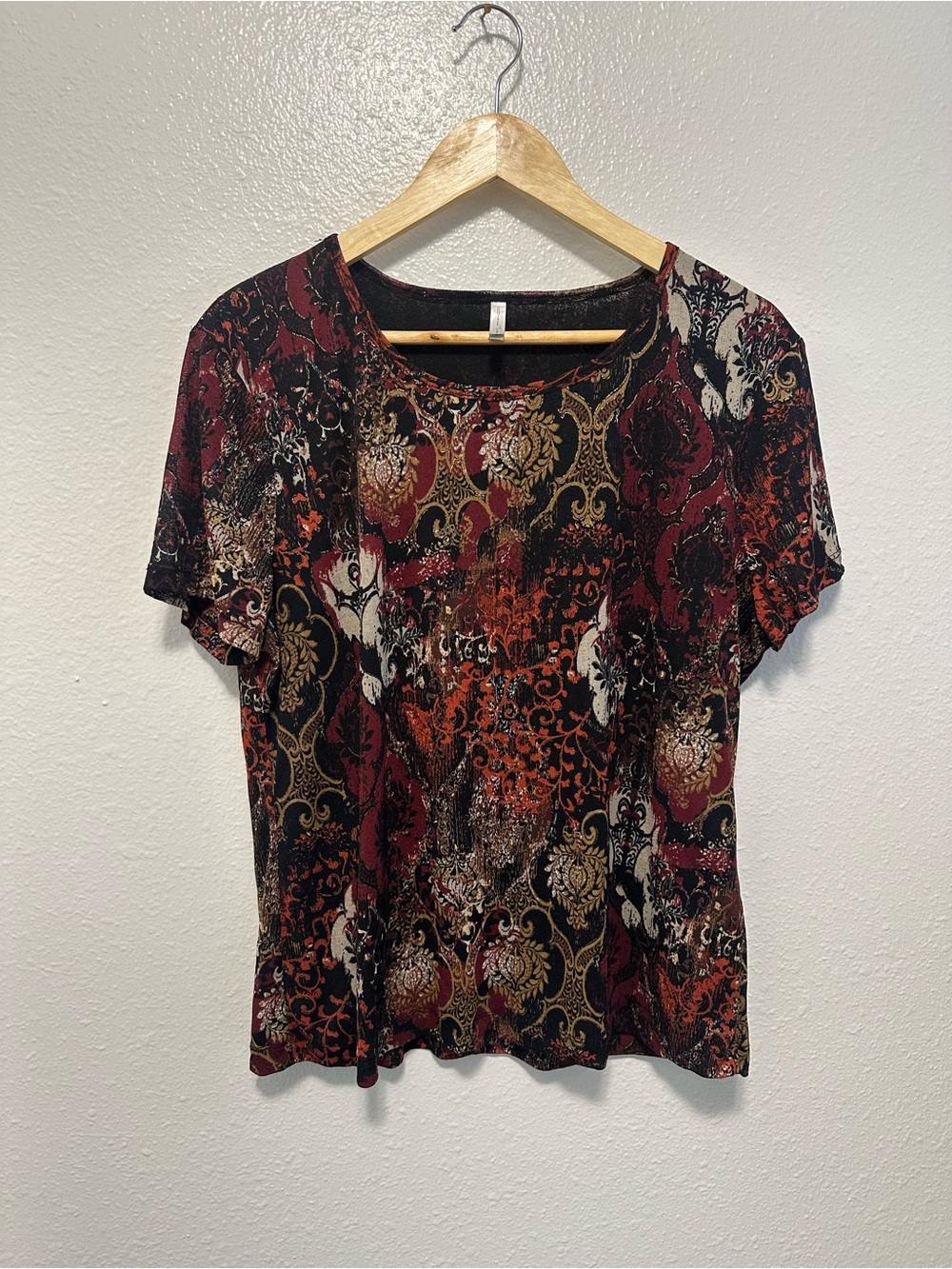 Boho Vintage White Stag Short Sleeve Blouse with Paisley Print
